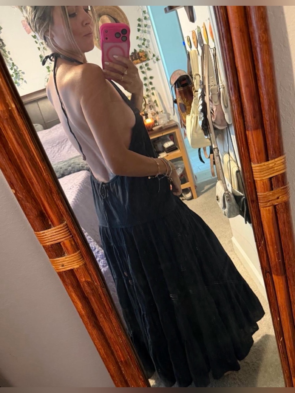 Free People Black Backless Halter Maxi Dress - Picture 1 of 6